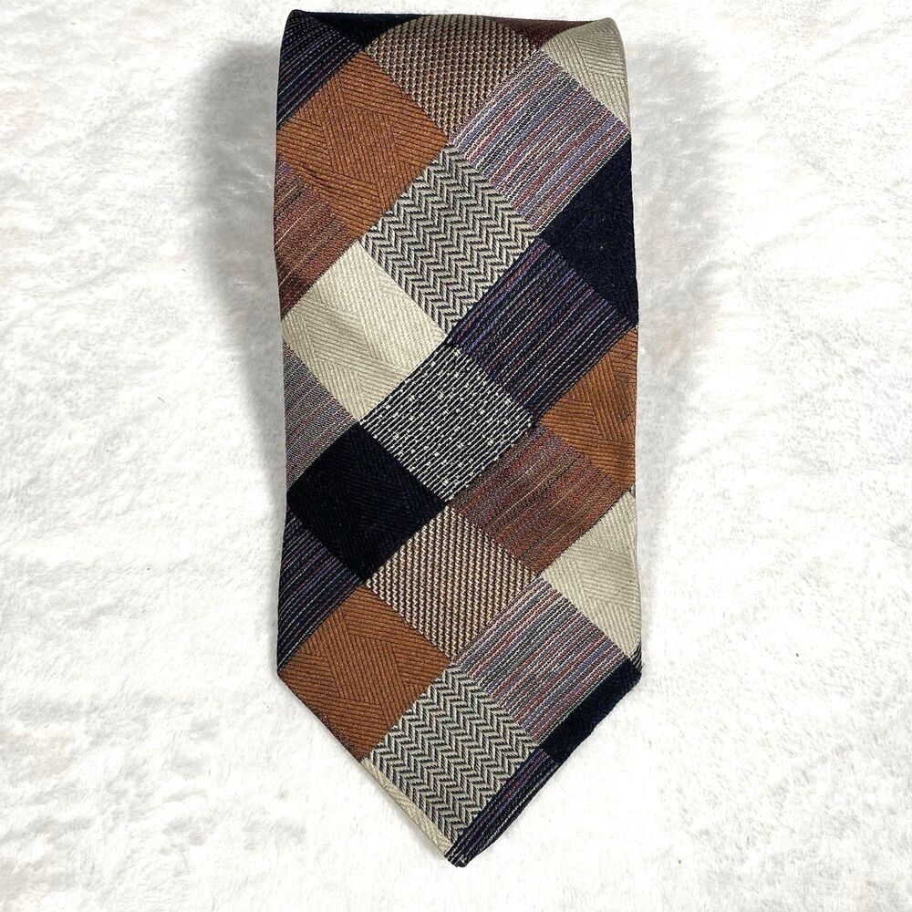 Vtg Tailors Row Finery Men's Silk Neck Tie Patchwork Hipster Academia Grandpa